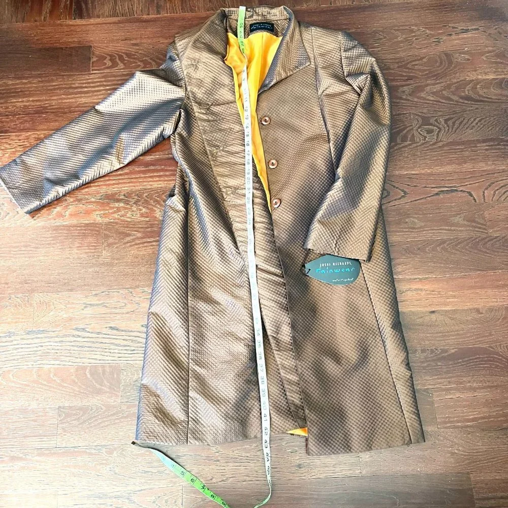 NWT Retro Vintage Rain Jacket Trench Coat with Hat in Brown Size XL / 16 - Picture 14 of 16